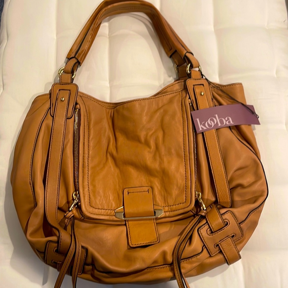 Sumptuous leather KOOBA ‘Jonnie’ NWT Tote in Camel color-handbag